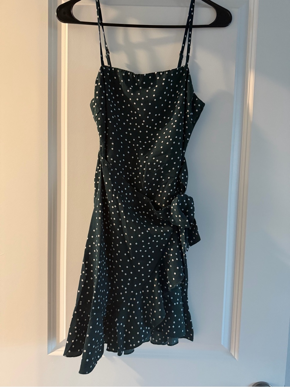 Green Polka Dot Front Wrap Dress